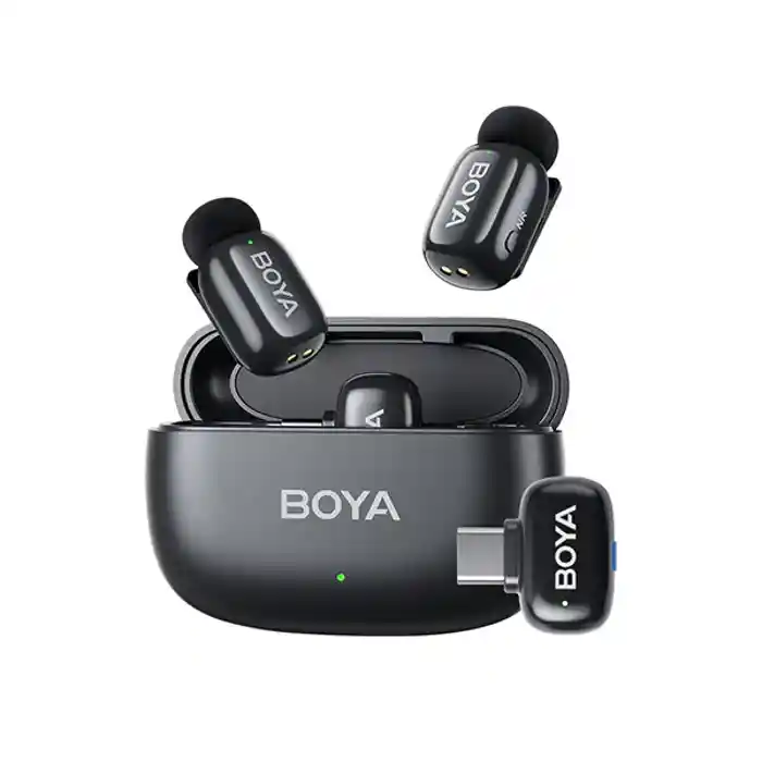 BOYA mini-12-B The World's  Tiniest Wireless Microphone (2RX,2TX) for Android & IOS Devices.